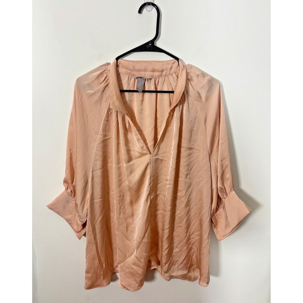 H&M Baby Pink Peachy Silky Blouse Women's Size XL